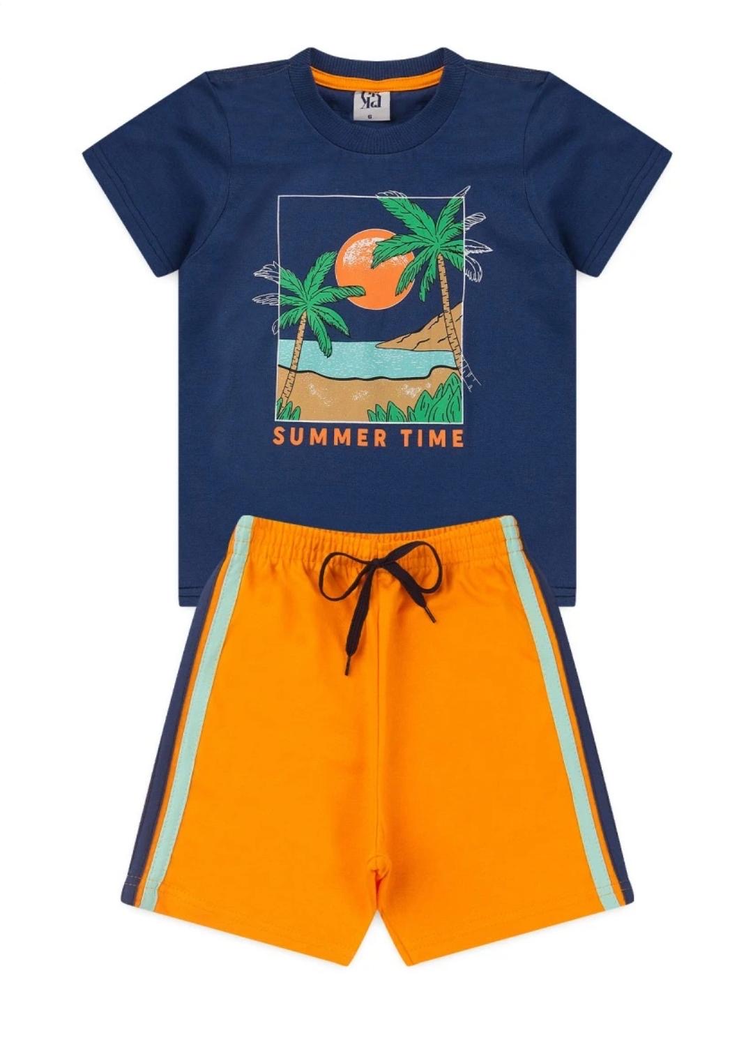 Conjunto "Summer Time" com Short Laranja